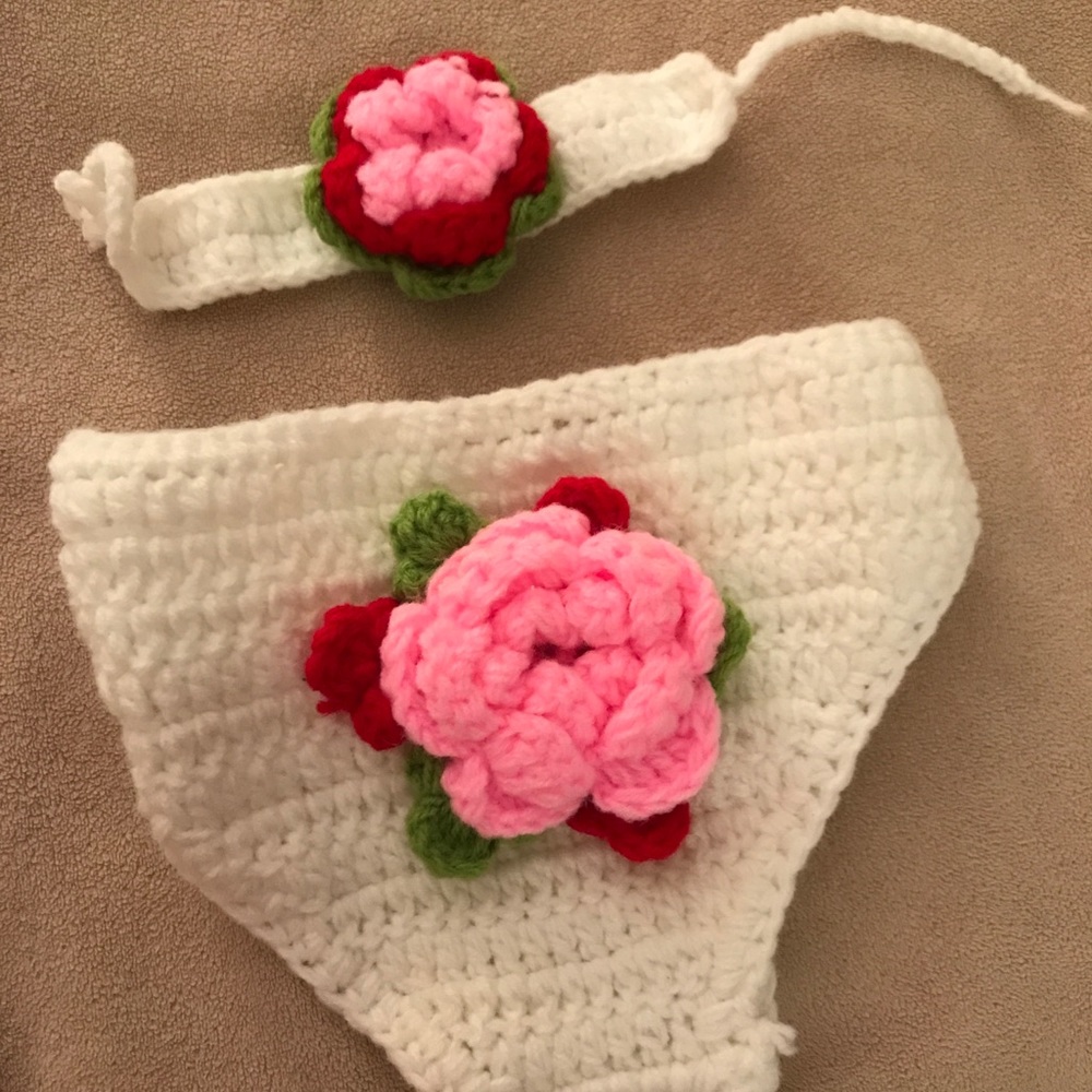 NWOT Flower Headband & Diaper Cover Photo Prop